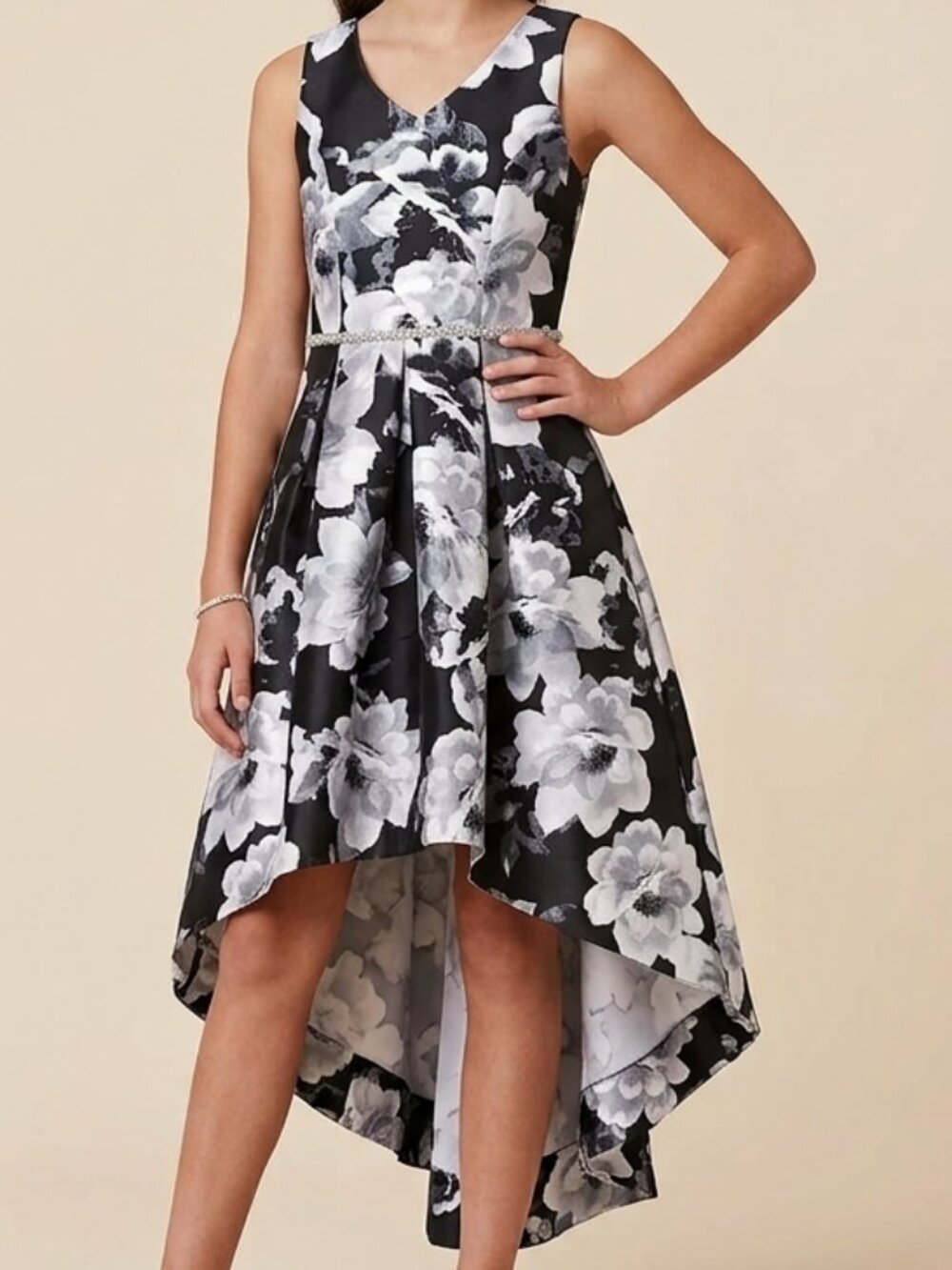 Speechless Big Girls Floral High-Low Party Dress Rhinestone Waist Size 16